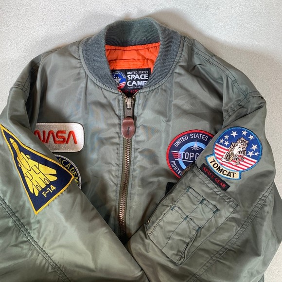 Space gear top gun nasa tomcat f-14 Bomber Jacket usaf vintage USA aviator - Picture 7 of 12